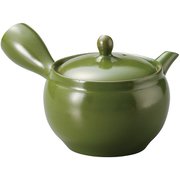 141386 [丸無地 かご網 急須 緑泥]