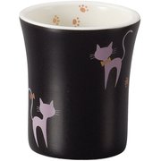 常滑焼 晶光 湯呑 猫(黒) 130373