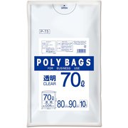 ポリバッグビジネス ゴミ袋 70L 約縦90cm×横80cm×厚さ0.04mm 10枚 透明 P-75