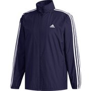 FKJ78 [フィットネス メンズ M ESSENTIALS 3ストライプス ウインドブレーカージャケット(裏起毛) カレッジネイビー J/S]