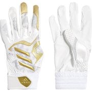 ETY48 [野球 ジュニア 野球・ソフトボール用バッティンググローブ Jr バッティンググラブ WHT/GLDメット O]