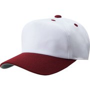 BH158A [野球 男女兼用・ジュニア 野球・ソフトボール用帽子 フロントパネル型後メッシュキャップ ホワイト/エンジ XFREE]