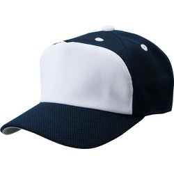 BH158A [野球 男女兼用・ジュニア 野球・ソフトボール用帽子 フロントパネル型後メッシュキャップ ネイビー/ホワイト FREE]