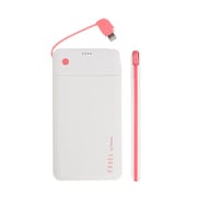 モバイルバッテリー Apple Lightningコネクター専用 FRUEL フルーエル MFi取得ライトニングケーブル内蔵モバイル充電器5000mAh ホワイト/ホットピンク
