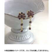 SS ゴールドトーン ガーネットフラワー イヤリング
