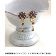 SS ゴールドトーン ガーネットフラワー ピアス