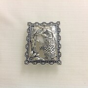 SS マルカジットふくろうとコインパールの月の絵画風 ブローチ