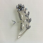 SS オパール＆グリーントルマリン鳥 ブローチ/ペンダントヘッド