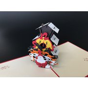 グリーティングカード サンタと鳩時計 PQ222