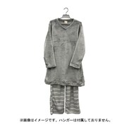 レディース フランネル Vネックプルパジャマ ボーダー グレー LR510904