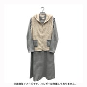 レディース 裏起毛ボーダーワンピース×ボアベストセット ライトグレー LR511482