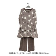 レディース サンゴパイル Vネックプルパジャマ にゃんこ ブラウン LR511208