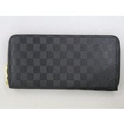 ジャガードチェッカー柄ラウンド長財布 W-321
