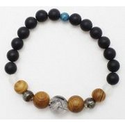 屋久杉BK B 黒ルチル水晶 BK RUTILATED QUARTZ ブレスレット 男女兼用 2CHZ0793