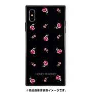 AB-0956-IPXM-BLAK [iPhone XS Max ガラスケース ギズモビーズ スクエア型 ハニーミーハニー PINK ROSE BLACK]