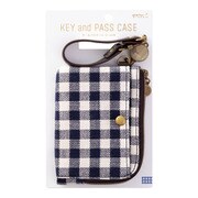 キー＆パスケース リール付 コットン チェック柄 57452006