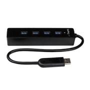 4ポートUSB3.0ハブ ポータブルミニUSB Hub 接続ケーブル内蔵 ブラック ST4300PBU3