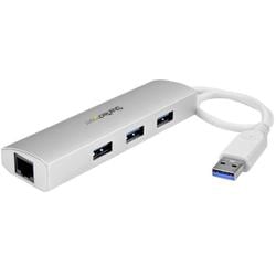 3ポート ポータブル USB 3.0ハブ ギガビットイーサネット対応LANアダプタ内蔵 ST3300G3UA