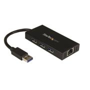 3ポートUSB 3.0ハブ付きギガビットEthernet対応有線LANアダプタ アルミ筐体 本体一体型ケーブル ST3300GU3B