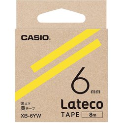 Latecoテープ 8m巻 6mm 黄に黒文字 XB-6YW