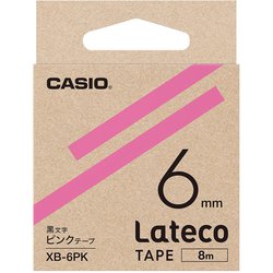 Latecoテープ 8m巻 6mm ピンクに黒文字 XB-6PK