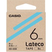 Latecoテープ 8m巻 6mm 水色に黒文字 XB-6SB