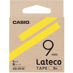 Latecoテープ 8m巻 9mm 黄に黒文字 XB-9YW
