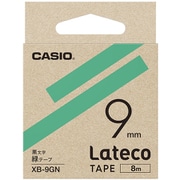 Latecoテープ 8m巻 9mm 緑に黒文字 XB-9GN