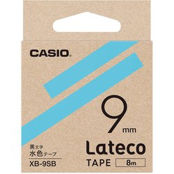 Latecoテープ 8m巻 9mm 水色に黒文字 XB-9SB