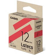 Latecoテープ 8m巻 12mm 赤に黒文字 XB-12RD