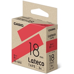 Latecoテープ 8m巻 18mm 赤に黒文字 XB-18RD