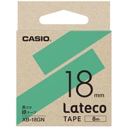 Latecoテープ 8m巻 18mm 緑に黒文字 XB-18GN