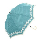 919006 晴雨兼用長傘 フラワードット 50cm エメラルド