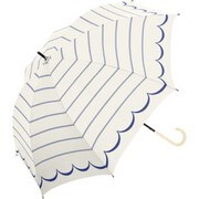 919007 晴雨兼用長傘 ボーダーウェーブ50cm オフホワイト