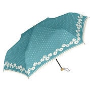 929006 晴雨兼用折り畳み傘 フラワードット 50cm エメラルド