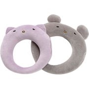 2436-00087 [konemuri コネムリ おひるねまくら ネコとクマ かおはめ ピンク/ブラック 約24×24cm 2個セット]