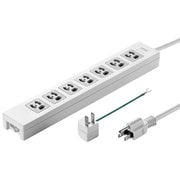 電源タップ マグネット 7個口 5m 3ピン 抜け止め 一括スイッチ 3P/2P変換アダプタ付 コンセントキャップ2個 ネームタグ7枚 ホワイト 簡易ビニールパッケージ TAP-F37-5ZAD