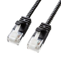LANケーブル 3m CAT6A メッシュケーブル 極細 ケーブル径3.6mm ブラック/ホワイト 爪折れ防止 断線しにくい 耐引張強度 より線 UTP ストレート結線 RJ45 KB-T6AME-03BKW