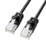 LANケーブル 10m CAT6A メッシュケーブル 極細 ケーブル径3.6mm ブラック/ホワイト 爪折れ防止 断線しにくい 耐引張強度 より線 UTP ストレート結線 RJ45 KB-T6AME-10BKW