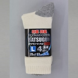 25～27cm 2328-4P-L ばつぐんソックス 先丸 生成 4足組