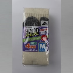 23～25cm 4046-4P-M 消臭サポーター指又付 生成 4足組