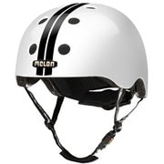 自転車ヘルメット ストライプ ストレートブラックホワイト ツヤあり XL-XXL（58cm～63cm） 小中学生～大人（12歳以上） 安全規格 GSマーク