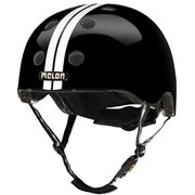 ストライプ ストレートホワイトブラック ツヤあり M-L（52cm～58cm） 幼児～小学生・ジュニア（4歳～12歳） 安全規格 GSマーク [自転車ヘルメット]