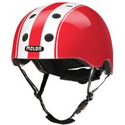 ストライプ ダブルホワイトレッド ツヤあり M-L（52cm～58cm） 幼児～小学生・ジュニア（4歳～12歳） [自転車ヘルメット]