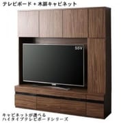 ハイタイプテレビボードシリーズ Glass line 2点セット(テレビボード+キャビネット)木扉 収納幅:170 収納高さ:180 収納奥行:45 収納カラー:ウォルナットブラウン YS-217423