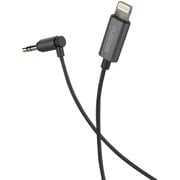 車載用AUXケーブル Lightning-φ3.5オス(L字) スリムデザイン 0.5m ブラック MPA-CL35L05BK
