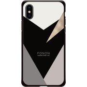 GCN-GP01-C-BK [GLASS PRINT iPhone XS/X GEOMETRIC PATTERN Delta BK]