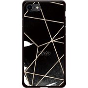GCN-GP04-A-BK [GLASS PRINT iPhone 8/7 GEOMETRIC PATTERN CowSpider BK]