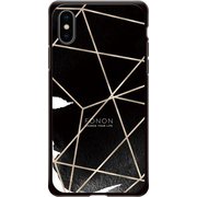 GCN-GP04-C-BK [GLASS PRINT iPhone XS/X GEOMETRIC PATTERN CowSpider BK]