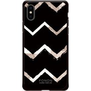 GCN-GP05-C-BK [GLASS PRINT iPhone XS/X GEOMETRIC PATTERN Chevron BK]